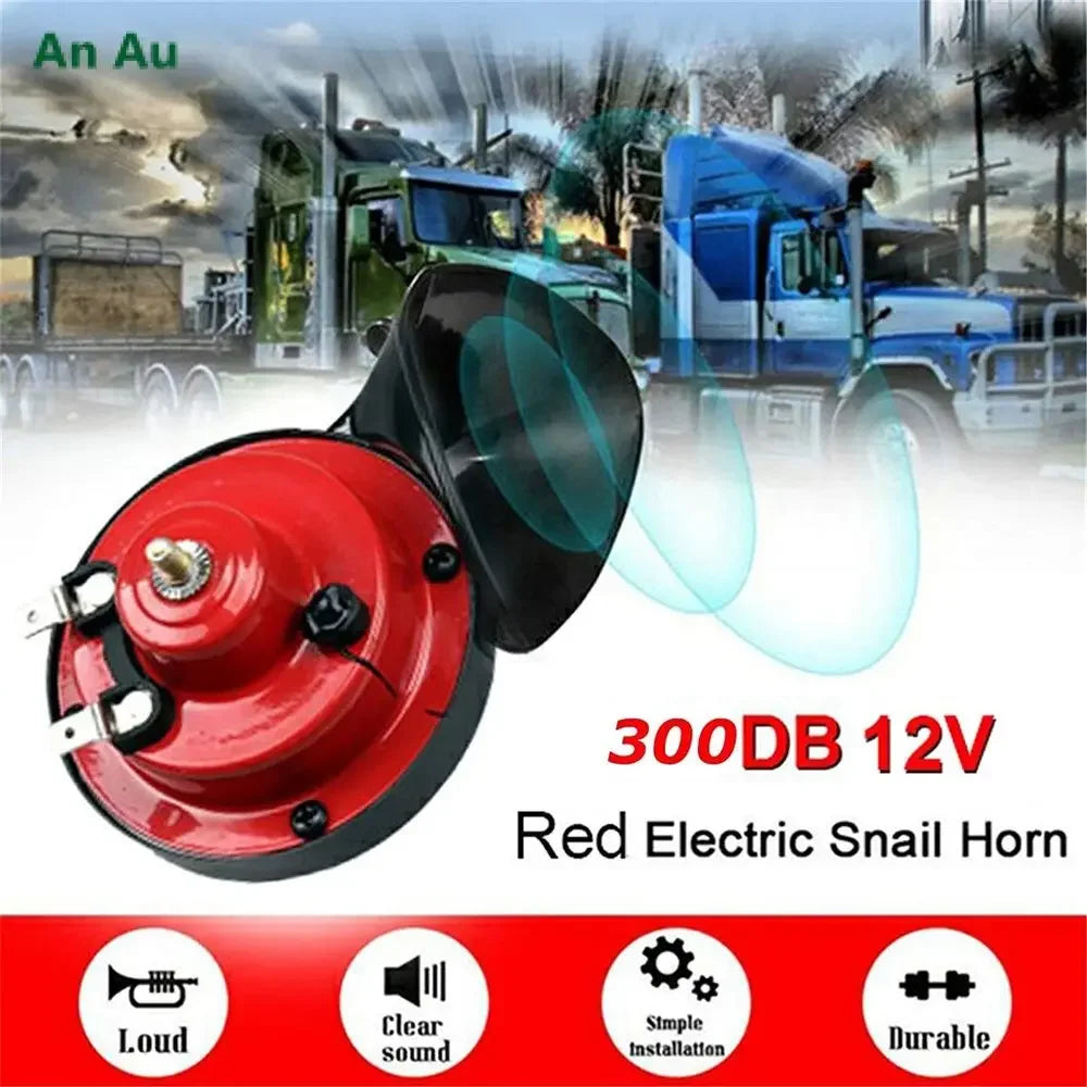 Double Trumpet Train Air Horn 12V 300DB Super Loud Waterproof Electric Snail Horn Kit for Pickup Truck Jeep Motorcycle Boat
