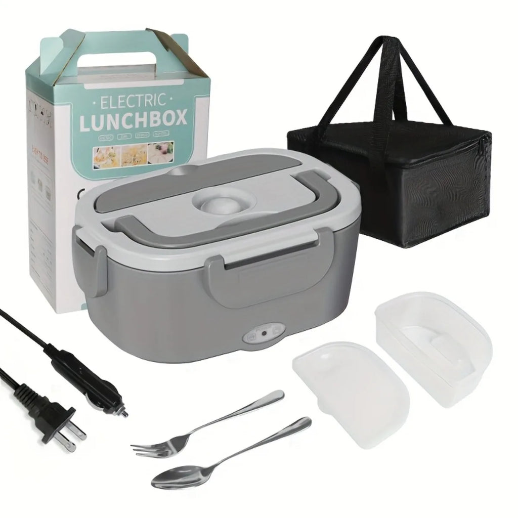 New US Standard Electric Lunch Box Double Compartment Portable Food Heater 110V-240V 12V 24V for Home Car Camping