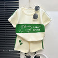 2026 New Kids Short Sleeve Suit Striped Girls Boys Set Summer Tops +short Baby Clothes Children's Wear