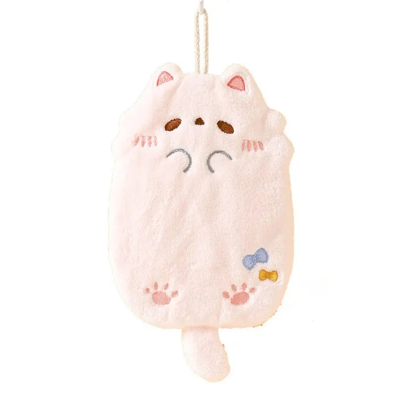 Wholesale Cute Cartoon Tanuki Hanging Towel Coral Velvet Hair Does Not Lose Thick Cloth Kitchen Bathroom Absorbent Towels