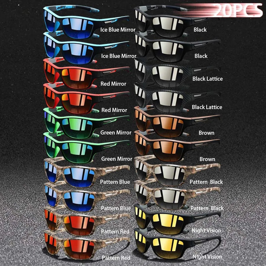 20PCS Eyewear Fashion Vintage Pattern Driving Fishing Sports Sunglasses Men Women Running Mountaineering Man Sun Glasses