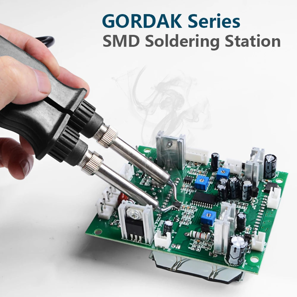 GORDAK 902 BGA Rework Soldering Station Double Electric Heating Clip Soldering Iron Tweezers Desoldering Tool