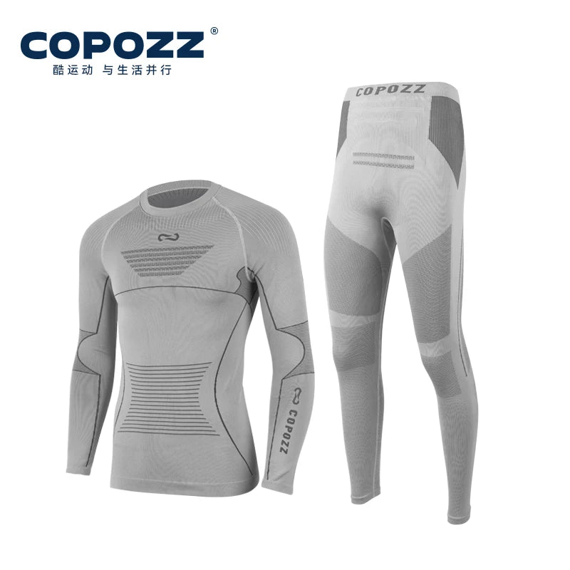 COPOZZ New Ski Thermal Underwear Quick Dry Moisture-wicking Tight Crew Neck Ultra Soft Warm Ski Men Women Thermal Underwear Set