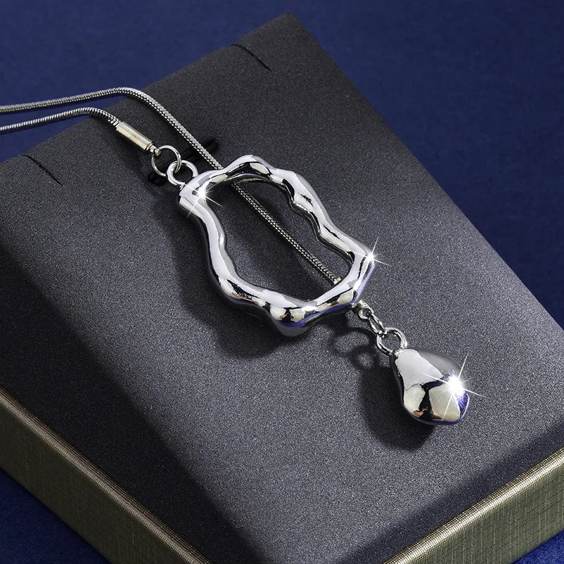 ZAKOL Stainless Steel Irregular Y-shaped Long Necklace for Women Exquisite Versatile Sweater Chain Charm Party Accessories Gift