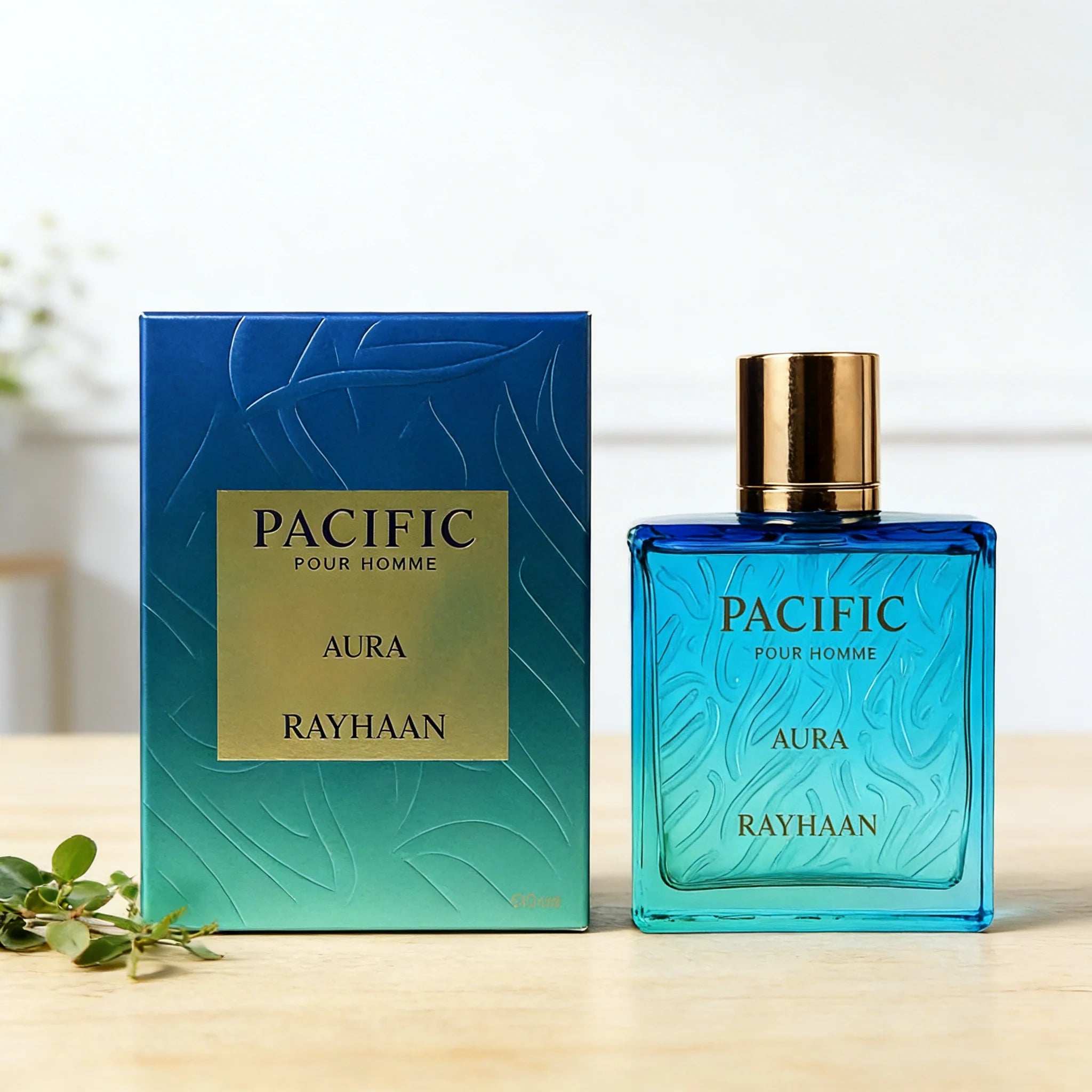 Rayhaan Pacific Aura Eau De Parfum Spray 3.4 Oz / 100 Ml for Men - Citrus Aromatic Mint Amber Fresh Fragrance Ideal Gift for Christmas Valentine's Day