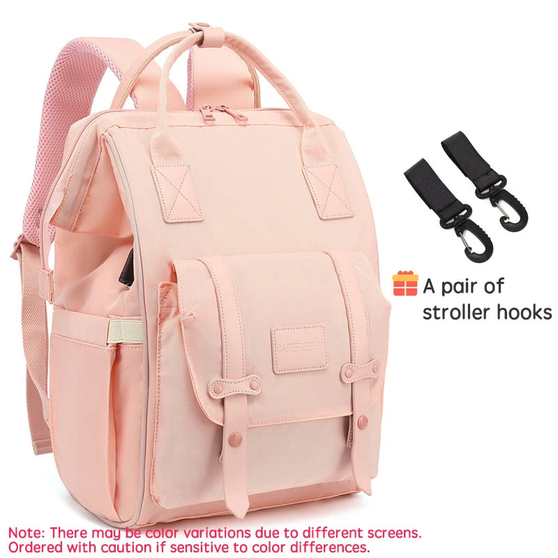 PANGDUBE Baby Nappy Bag with 2pcs Stroller Hooks Mummy Bag Backpack Waterproof Outdoor Travel Mommy Maternity Bag for Baby Stuff