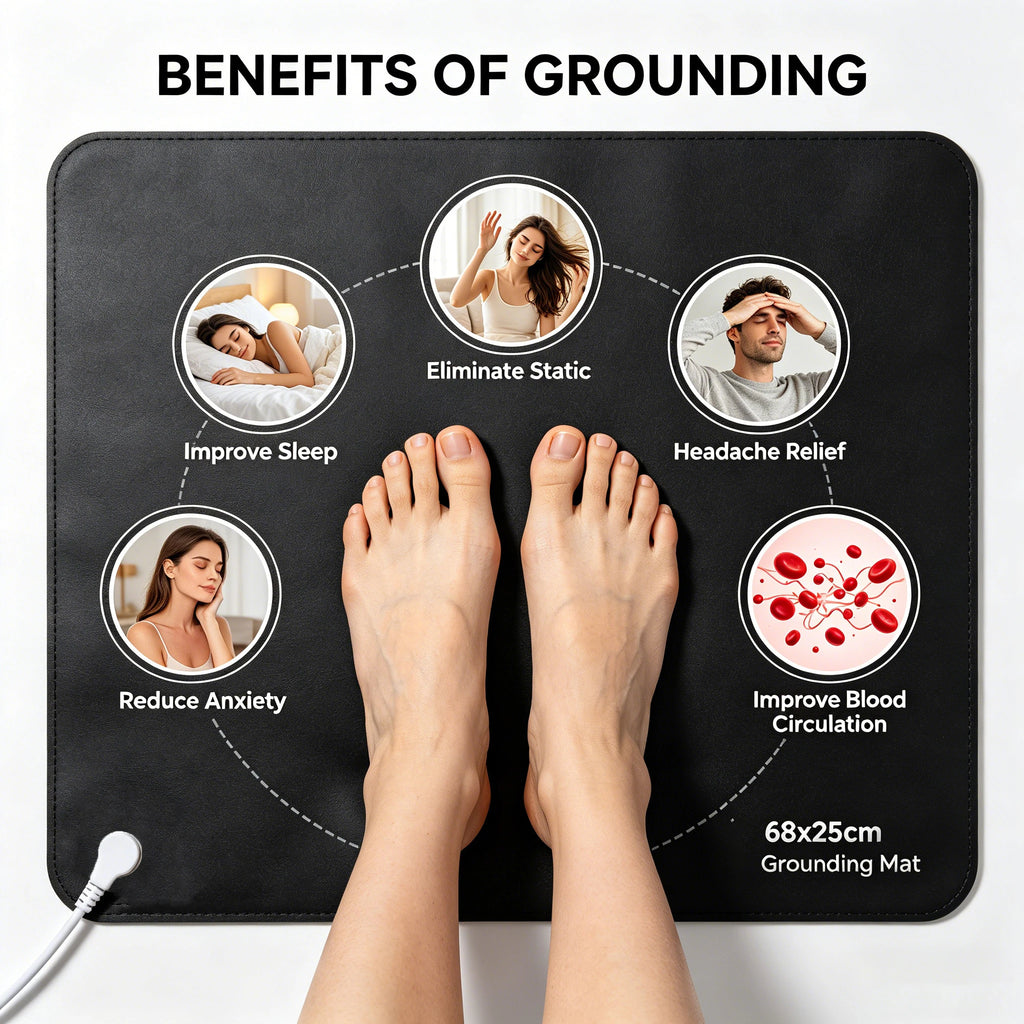 68x25cm PU Leather Grounding Mat Earthing Pad EMF Protection Sleep Support Stress Relief Pain Relief Anxiety Relief for Home Pro