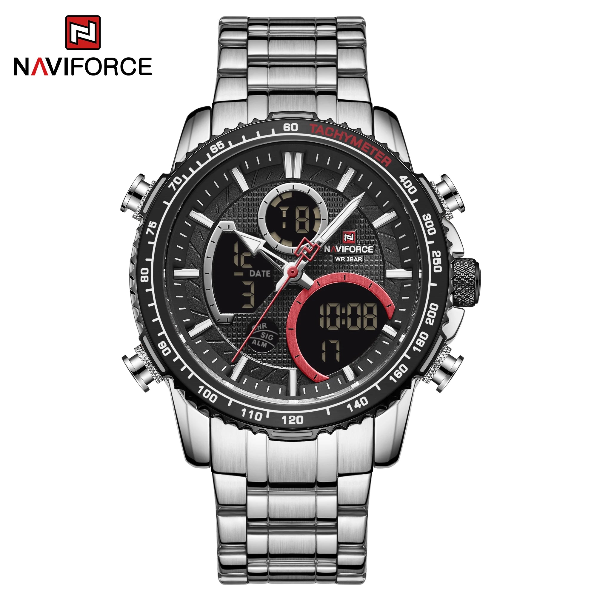 NAVIFORCE Fashion Men Watch Luxury Brand Sport Watch For Men Chronograph Quartz Wristwatch Military Waterproof Steel Band Clock