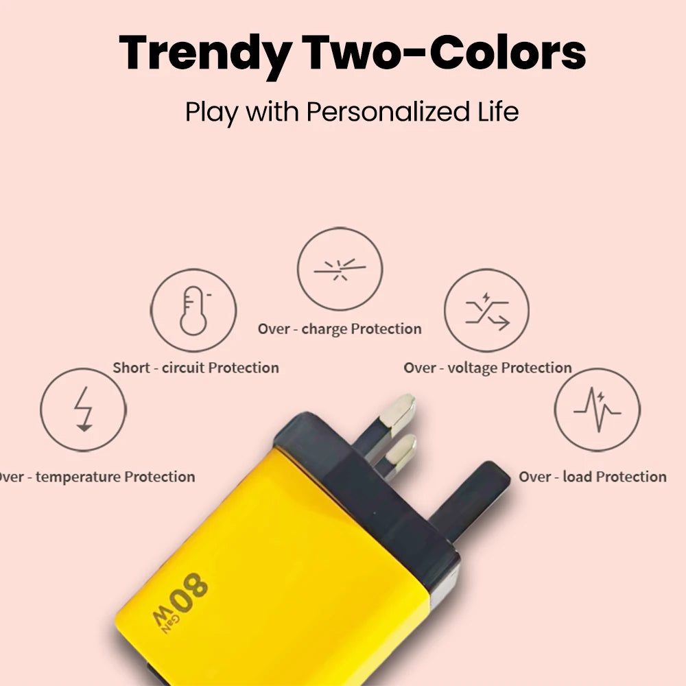 Elough 80W USB Type C Charger with Retractable Cable PD Fast Charging For iPhone 16 Laptop Macbook Phone cargador carga rápida