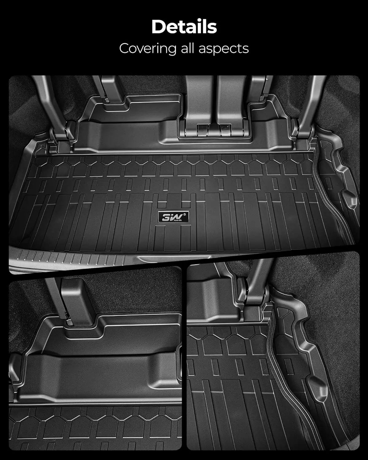 3W Cargo Mat for Toyota Sienna 2021-2026, TPE Trunk Mat for 7 Seat & 8 Seat, Heavy Duty Cargo Liner