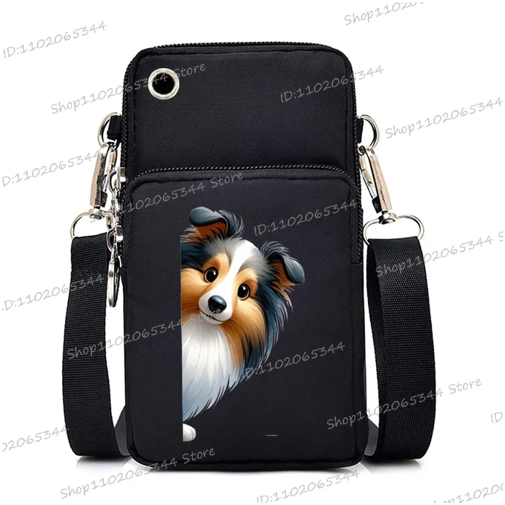 New Mobile Phone Bag Funny Anime Dog Print Shoulder Messenger Bag Women Men Coin Purse Handbag Animal Lover Small Crossbody Bag