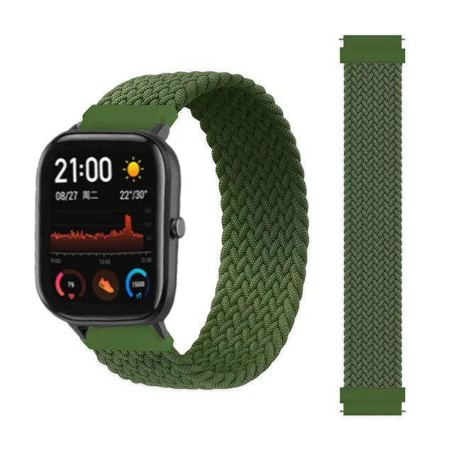 20mm 22mm Watch Straps For Amazfit GTS/4/3/2/2e/GTS2 Mini/GTR 4/3 pro/GTR2/2e/2 Braided solo loop Bracelet Amazfit bip 6 5 band