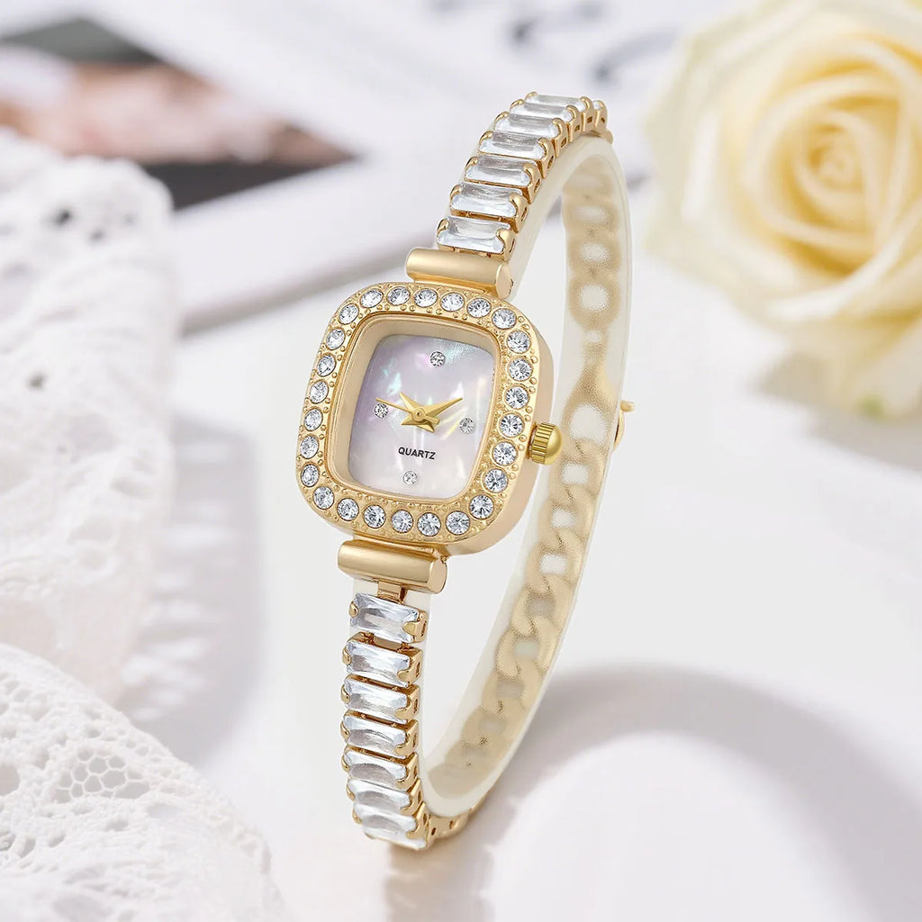 Temperament Simple Fashion Luxury Rhinestone Bracelet Women Square Quartz Watches