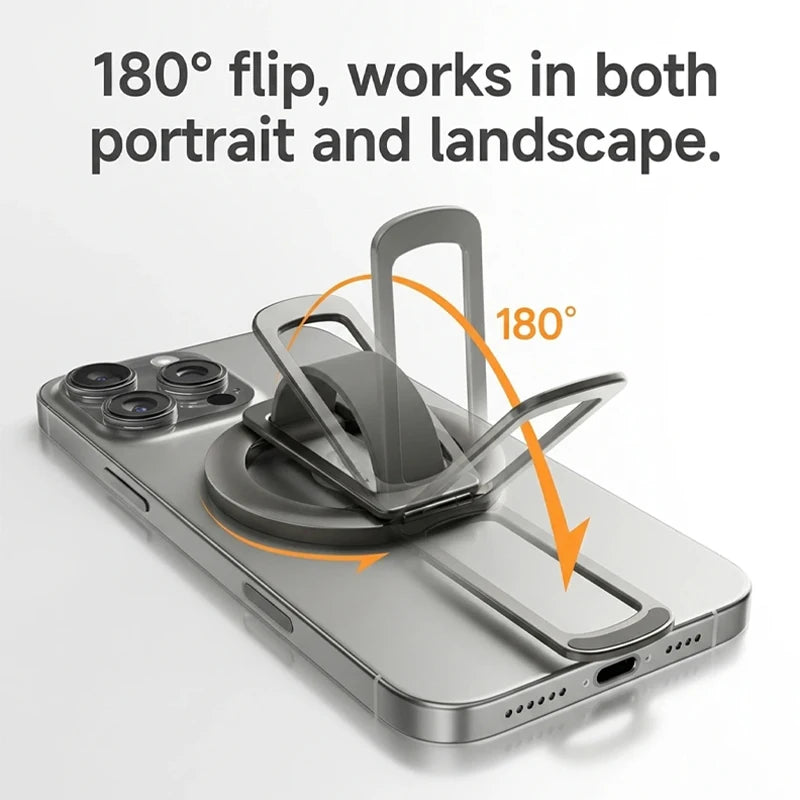 Silicone Magnetic Folding Phone Finger Grip 360° Rotating Universal Phone Ring Holder for MagSafe iPhone 17 Xiaomi Cell Phone