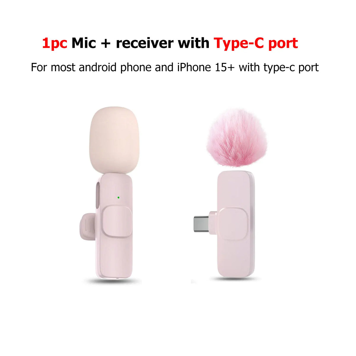 New Pink K60 Plug and Play Wireless Lavalier Microphone Portable MINI Wireless MIC For Smartphone Live Streaming/Video Recording