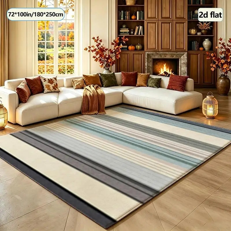 Matte Multi-Color Vertical Stripe Pattern Carpet Floor Covering for Home Bedroom Living Room Floor Carpet