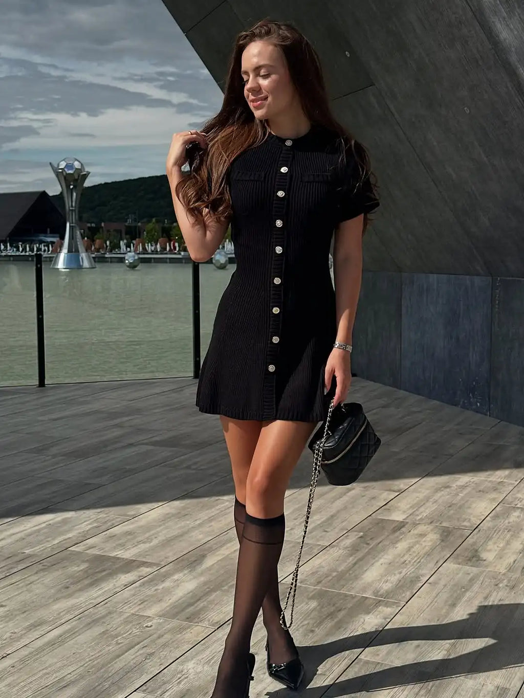 Polka Dot Slim Women Summer Mini Dress Solid Deep V-neck Puff Sleeves Pleated Front Button Short Dresses 2026 Lady Daily Wear