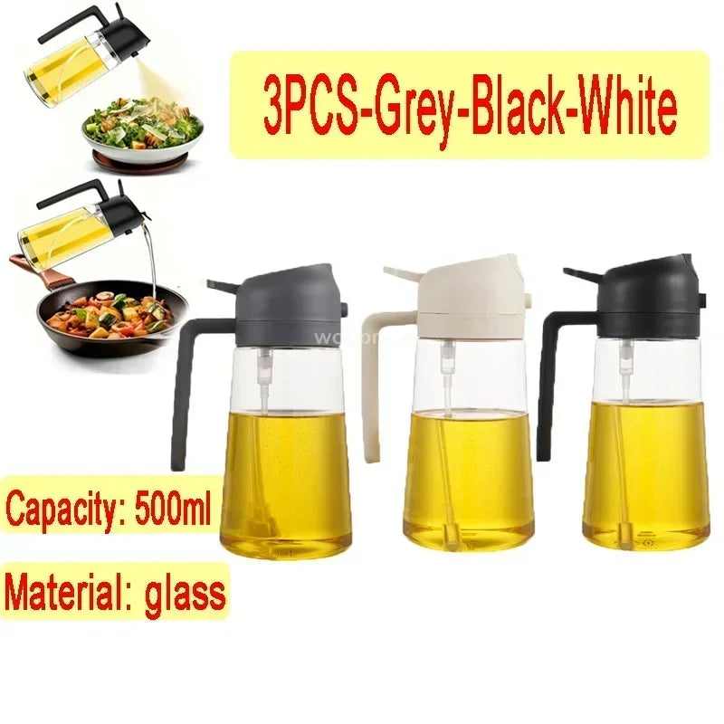 Dual Purpose Glass Oil Bottle Kitchen Spray Oil Sprayer Bottle Kitchen Oils Spray Can Leakproof Oil Spray Bottle Household