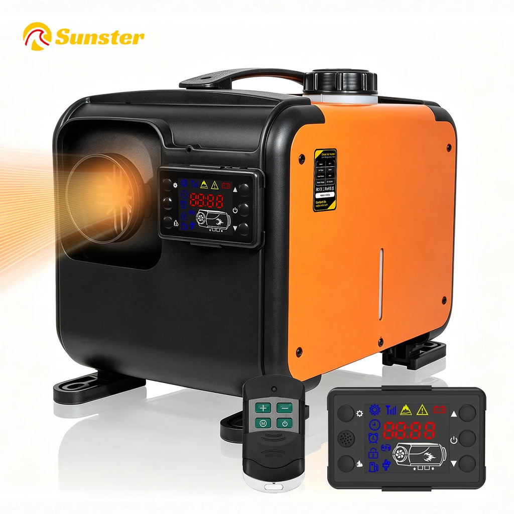 12V 24V 8KW All‑in‑one Diesel Air Heater with LCD Remote Control Parking Heater for RV Motorhome Caravan Truck Boat Indoor
