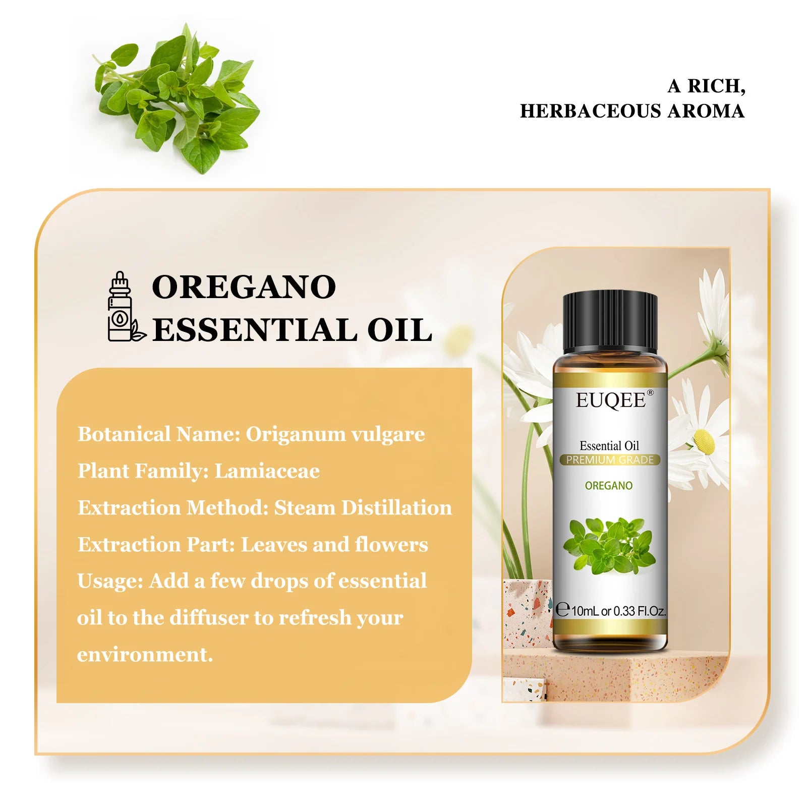 EUQEE 10ml Oregano Vetiver Essential Oil For Humidifier Candle Making Myrrh Ginger Helichrysum Lemon  Rose Eucalyptus Aroma Oils