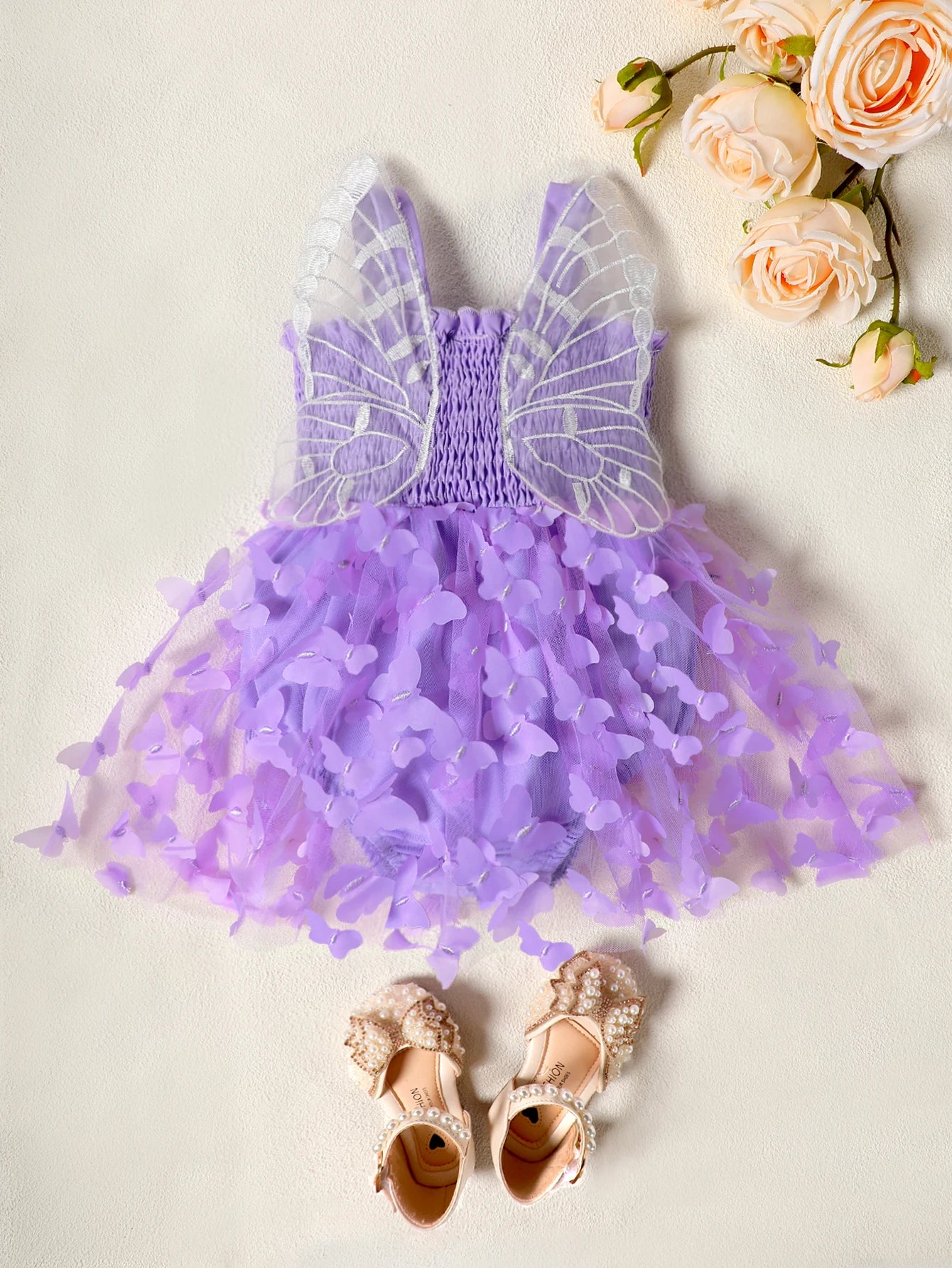 Baby Three-dimensional Butterfly Summer Sleeveless Gauze Skirt, Girls Sling Onesie