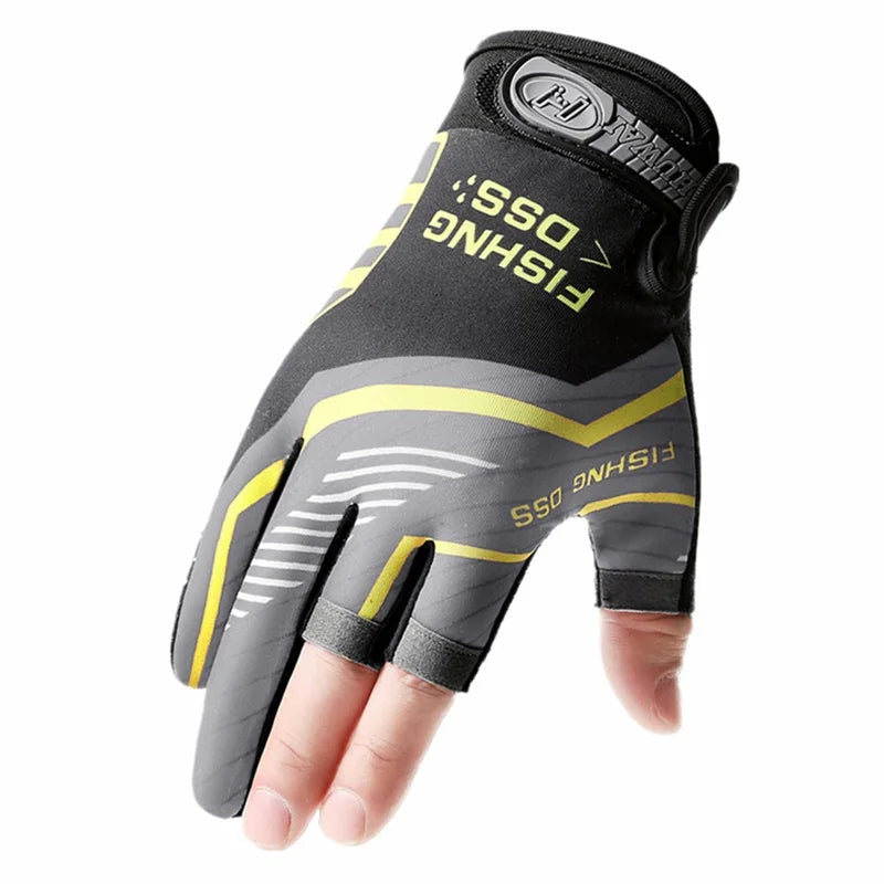 1Pair Luya Fishing Gloves Sunscreen Windproof Breathable Cut Resistant Anti Slip Three Finger Sports Fishing Equipment