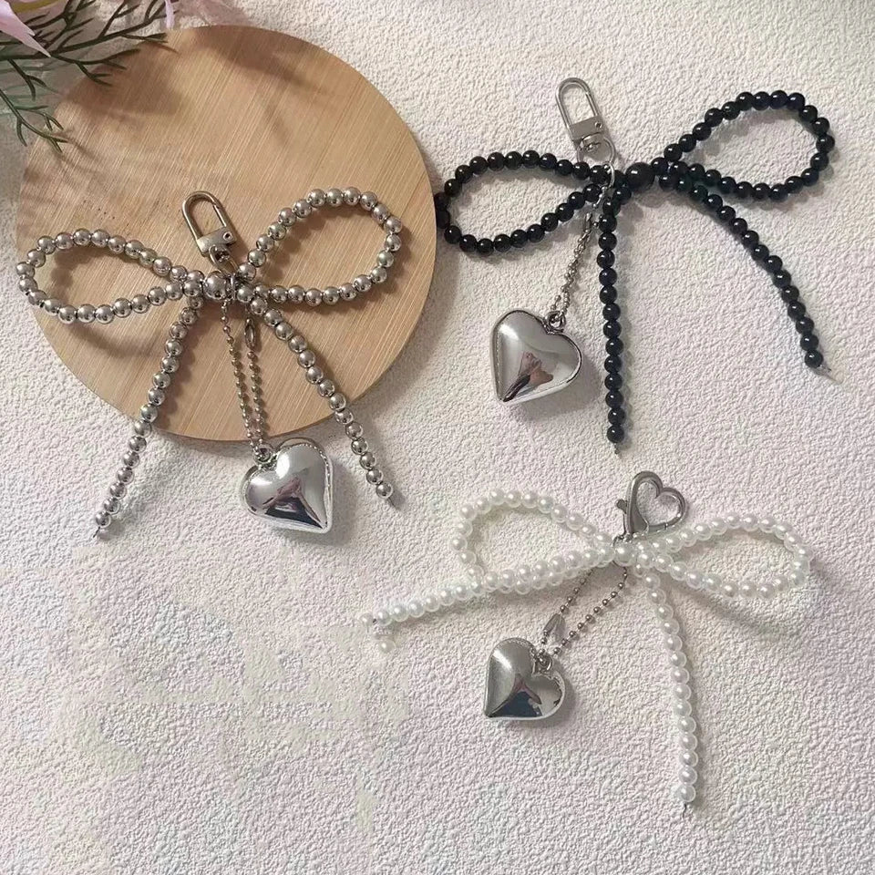 Beauty Pearl Bow Strap Love Pendant Sweet And Versatile Keychain Backpack Pendant For Women