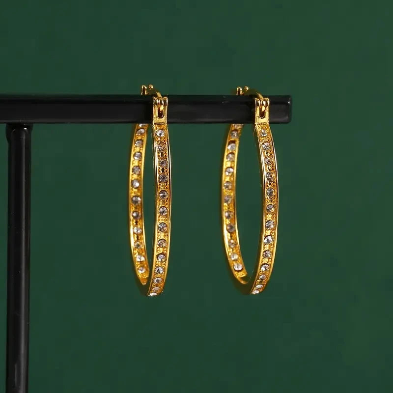 Temperament Zircon Hoop Earrings Shiny  Earrings Elegant Ear Jewelry Accessories Party Clothing Decor