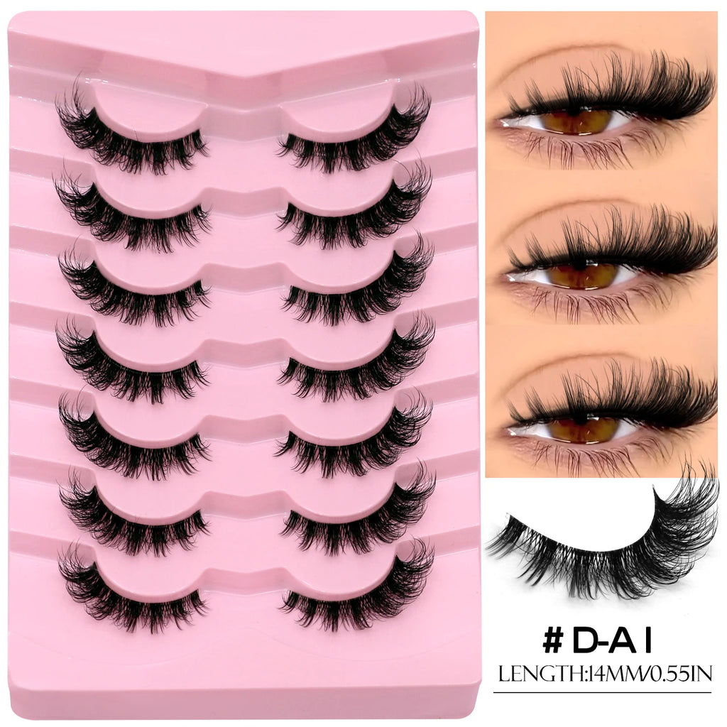 VELTRINAY Fake Lashes Mink Lashes Plush 3D False Eyelashes Clear Band Accent Cat Eye Lashes False Lashes Makeup