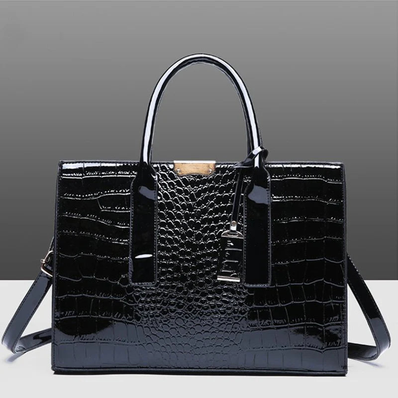 Luxury Crocodile Pattern Handbag ，Women Large Capacity Shoulder Bag， PU Leather Top-handle Bag， Brands Crossbody Bag Totes sac