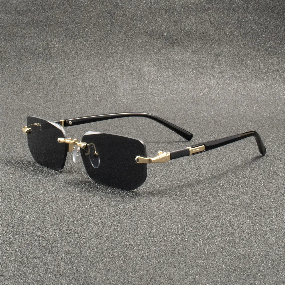 5PCS Rimless Sunglasses Rectangle Fashion Popular Women Men Shades Small Square Sun Glasses  For Female male Summer Traveling