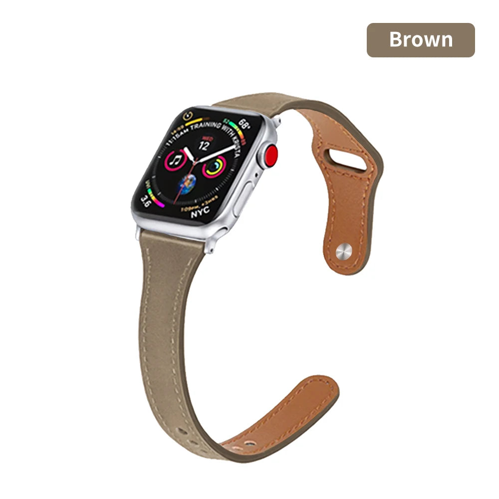 Slim Leather Strap for Apple Watch Band Ultra 49mm 8 41mm 45mm 7 SE 654321 44mm Women Bracelet Loop for iwatch series 42mm 40mm