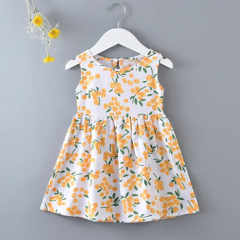 Baby Girls Summer Dress Sleeveless Cute Print Children's Dresses Cotton Toddler Kids Party Sundress Clothes Baby Clothing Skirts