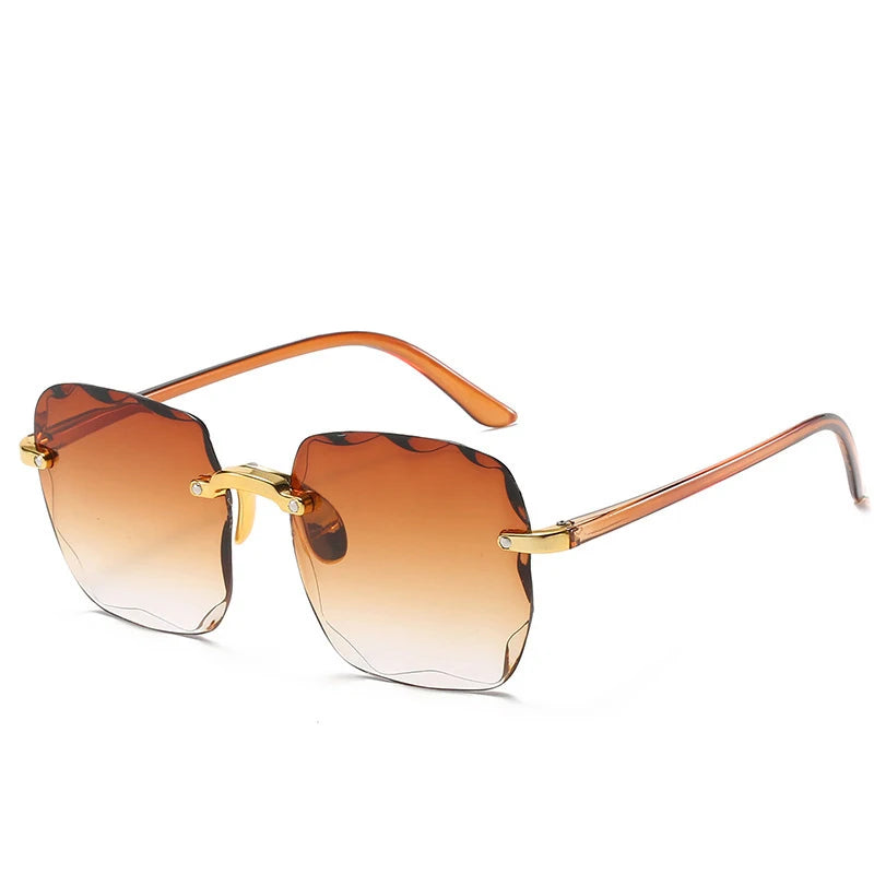 New Rimless Women's Sunglasses Fashion Gradient Lenses Sun Glasses Lady Vintage Pc Legs Classic Designer Shades Sunglasses