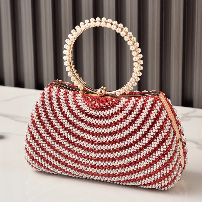 Pearl Luxury Party Bag Woman Wallets and Handbags Designer Bling Metal Clutch Purse Hand Silver Shoulder Bags for Ladies 2026