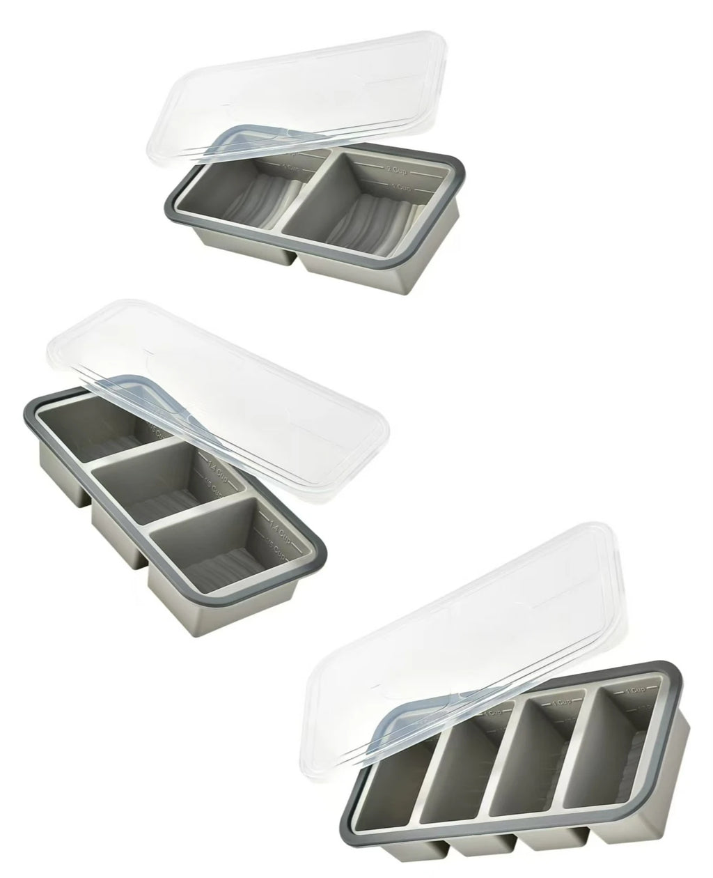 Large Ice Cube Freezer Molds-Soup,Silicone Freezer Tray with Lid Sauce,leftovers,Homemade Meal Prep Freezing Storage Containers
