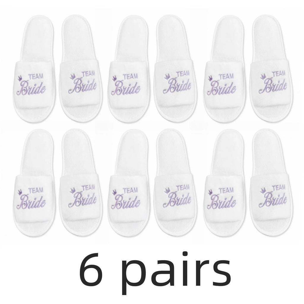 Bride & Bridesmaid, Wedding Party Guests Home Slip On Shoes Bridal Party Slippers Open-toe With Golden, Mint Green and Pink