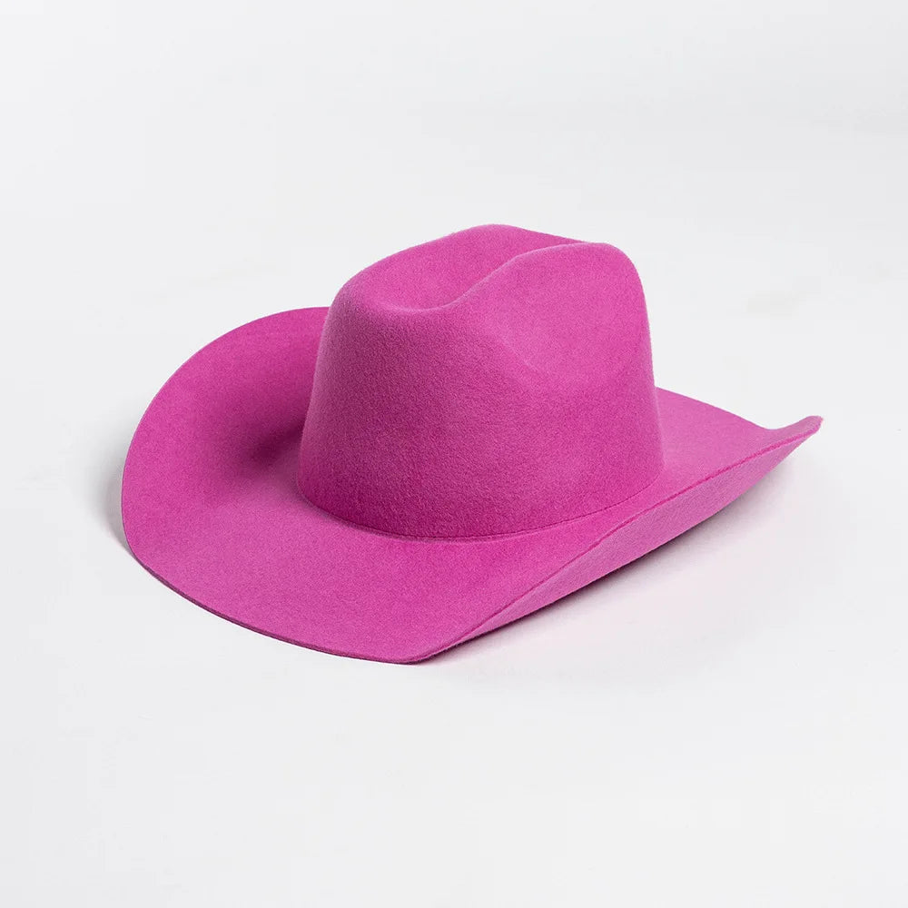 100% Wool Western Cowboy Hat Women Men Autumn Winter Casual Felt Cowgirl Hat Outdoor Sunshade Warm Concave Shape Fedoras Top Hat