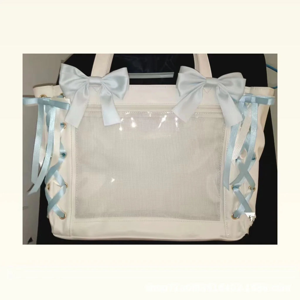 New Y2K Sweet Lolita Pink Ita Bag Women Japanese Transparent Large Capacity Tote Bag Ladies Harajuku Kawaii Handbag Aesthetic