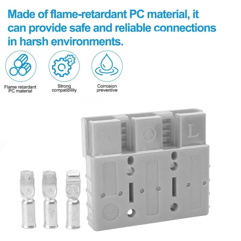 For Connector Plugs 50A Cable Kit Suitable for Anderson Plugs 50A Forklift Battery Charging 3-Pole Plug Battery Connection Cable