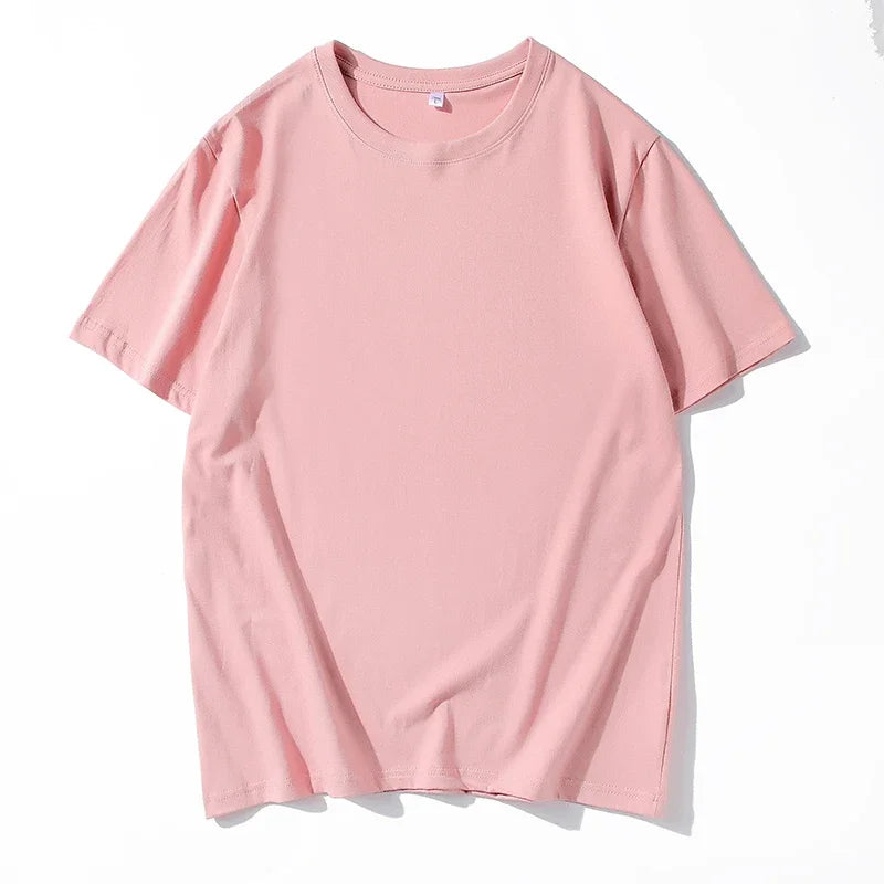 Men's Solid Color Round Neck Cotton Short Sleeved T-shirt Summer Comfortable Top