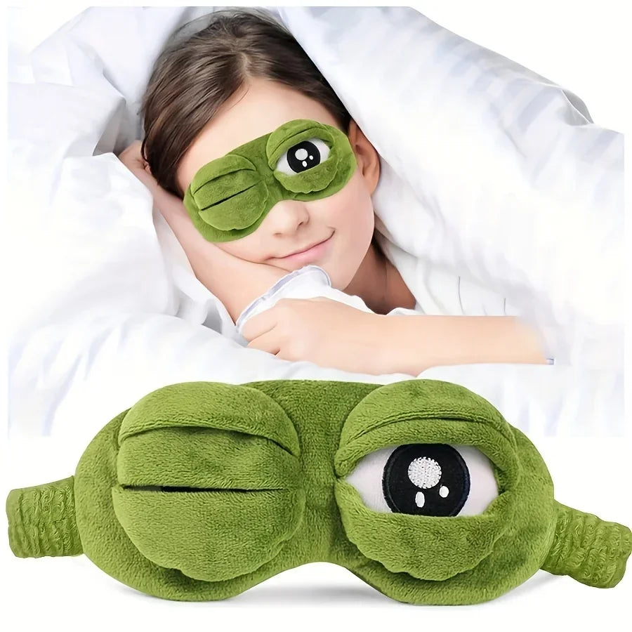 3D Frog Sleep Mask Natural Sleeping Eyeshade Women Men Creative Cartoon Soft Portable Blindfold Travel Office Eyepatch