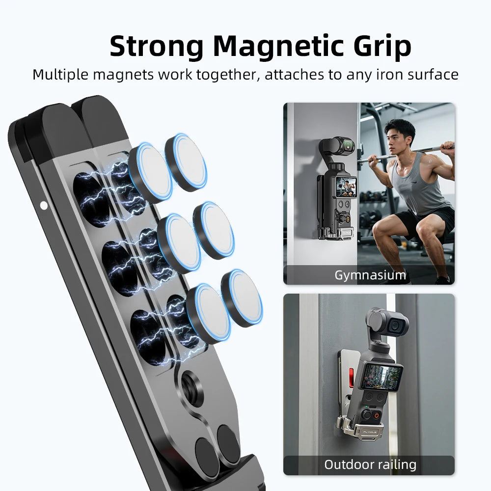 Flymile Magnetic Metal Tripod for DJI Osmo Pocket 4/4P/3 Magnetic Foldable Selfie Stick Mantis Hook Stand for Desktop Video