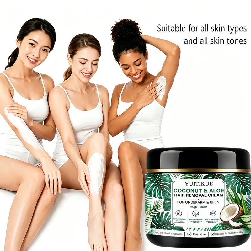YUITIKUE 60g Coconut Aloe Hair Removal Cream - Gentle Moisturizing Care for Underarm Body Skin