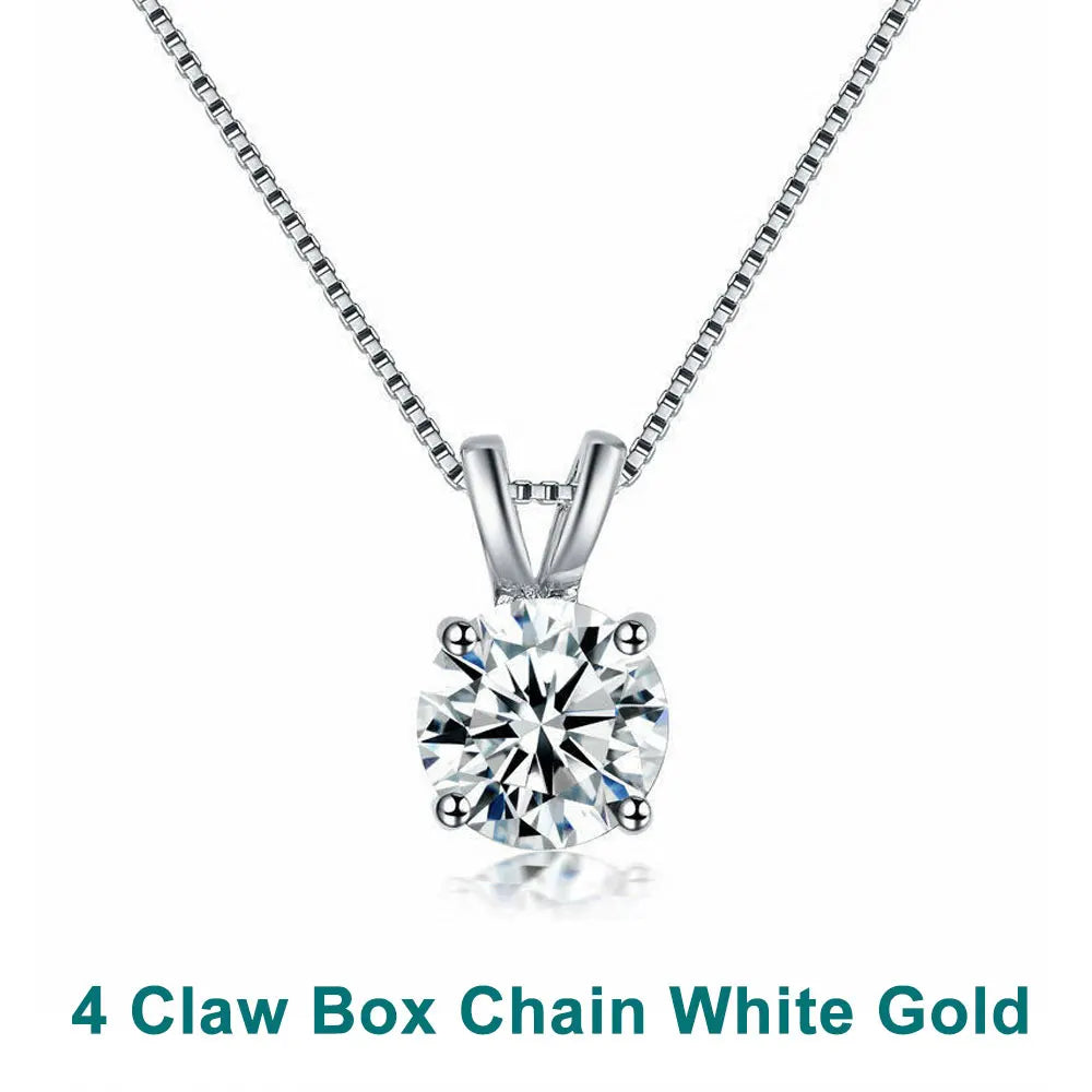 KNOBSPIN 1-5 CT Moissanite Necklace Solitaire Pandent GRA Certified Dainty s925 Sterling Silver 18k Classic Necklaces for Women