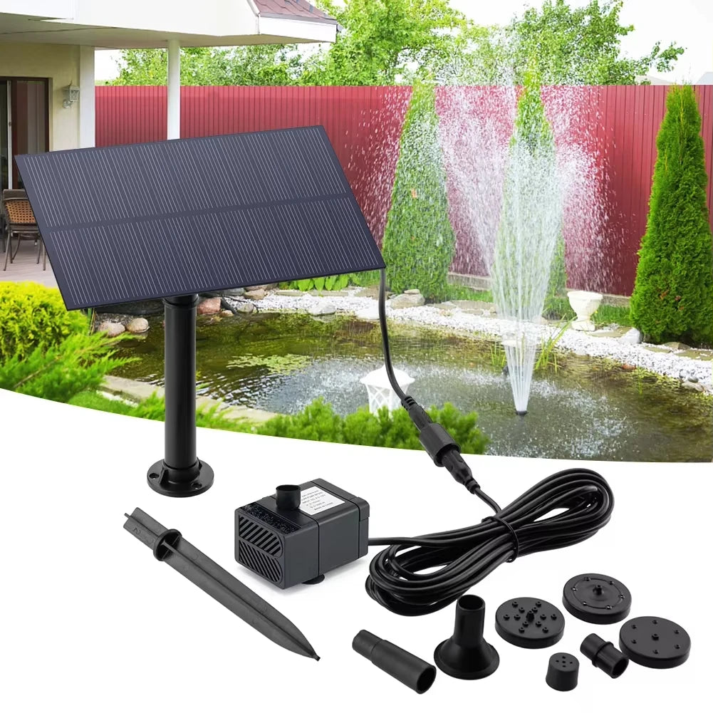 Solar Powered 5W 5V Water Fountain Pump Kit with Solar Panel Stake Energy Saving Watering System Garden Decoration for Fish Tank