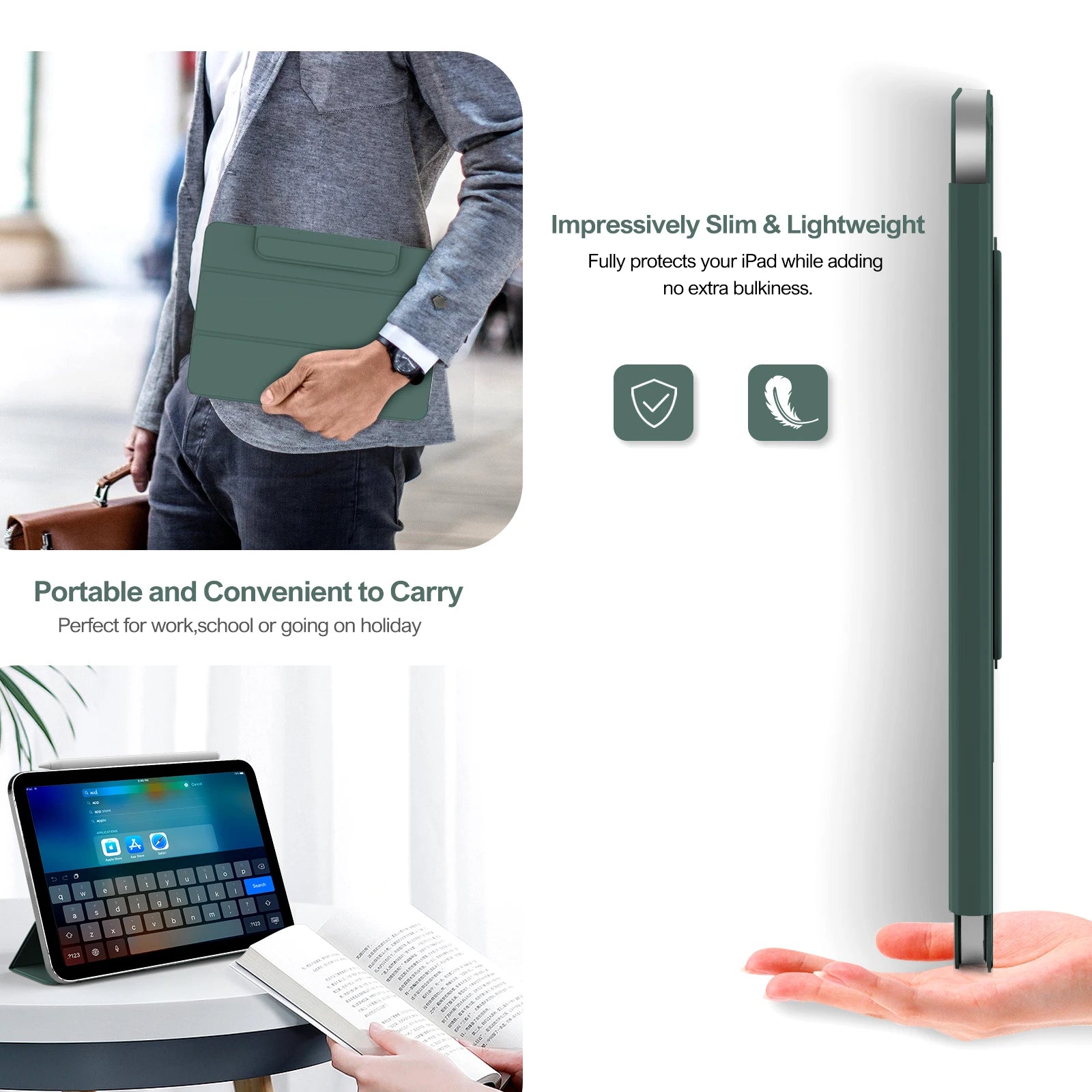 ZOYU for iPad A16 11/10th Gen Pro 11 12.9 inch Magnetic Case,For iPad Air 4/5/6/7/8 10.9 Mini 6/7 with Magnetic Detachable Cover