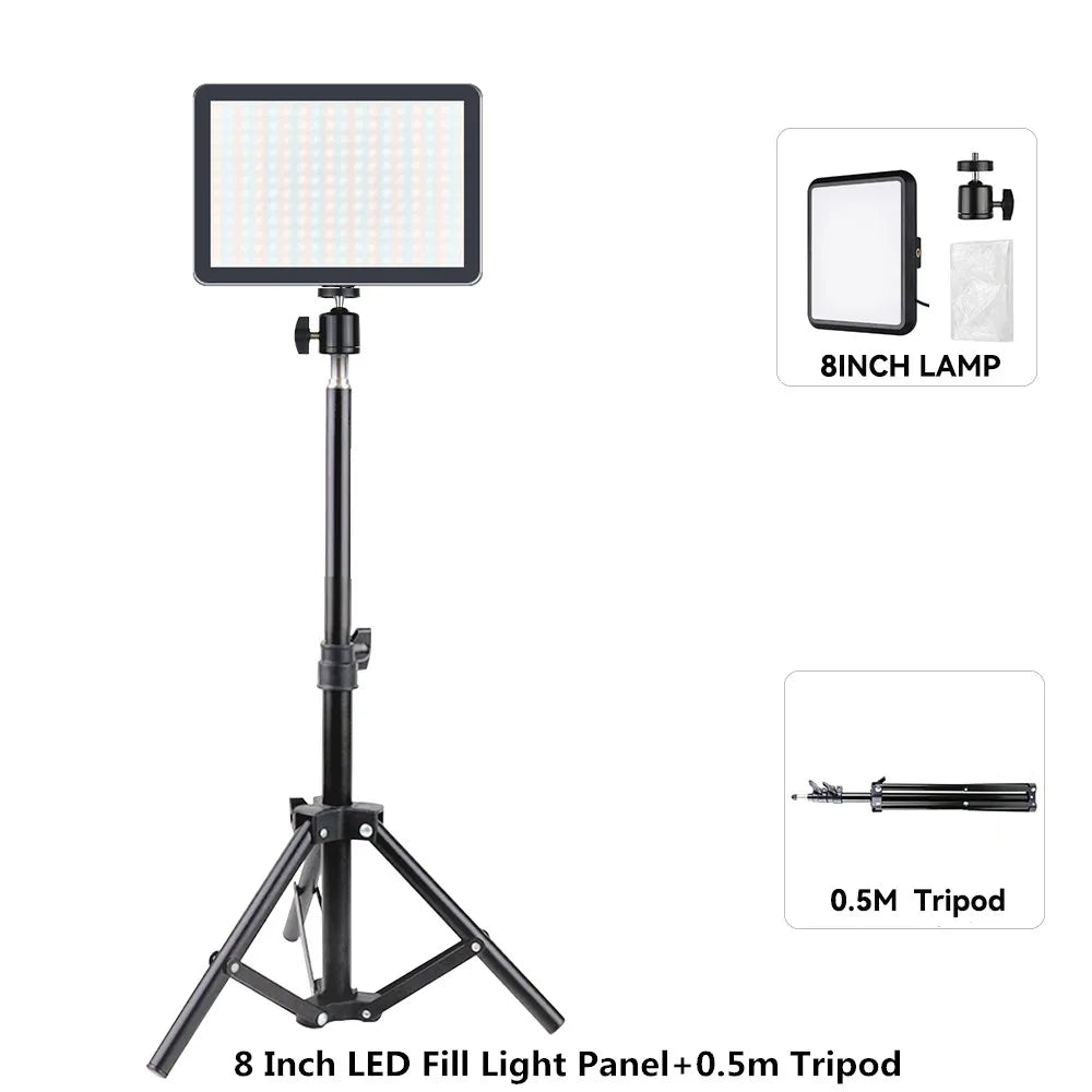 LED Photography Video Light Panel Lighting Photo Studio Lamp Kit with 8/12 Inch Adjustable Brightness,for YouTube Live Streaming
