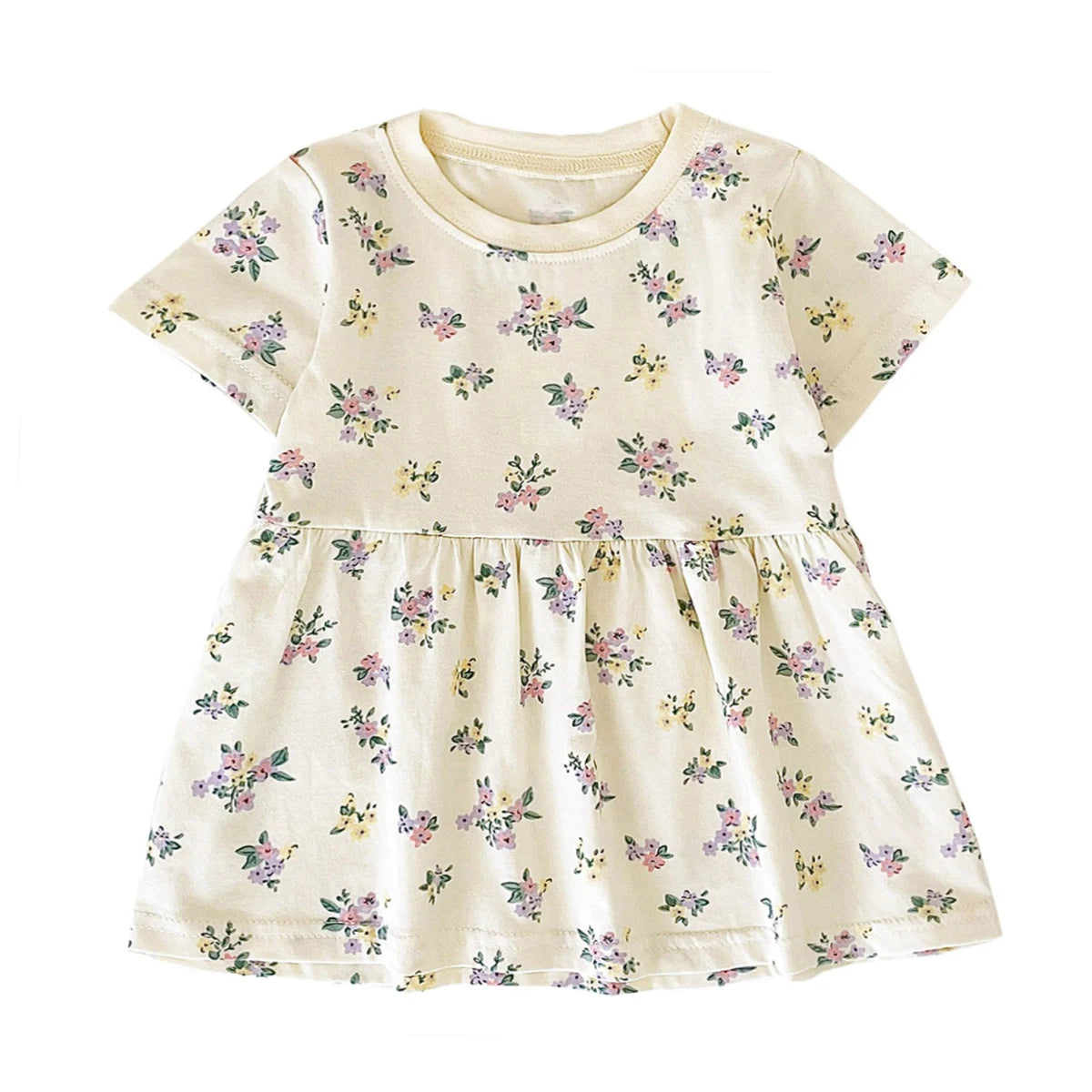 Sanlutoz Short Sleeve Summer Baby Dress Cute Pattern Casual Kids Girls Clothing Dress Cotton