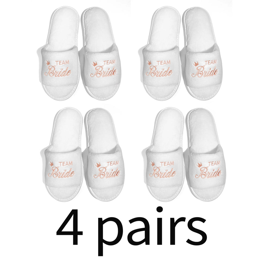 Bride & Bridesmaid, Wedding Party Guests Home Slip On Shoes Bridal Party Slippers Open-toe With Golden, Mint Green and Pink